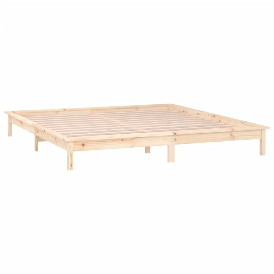 Cadre de lit à LED sans matelas 150x200 cm bois massif - 6
