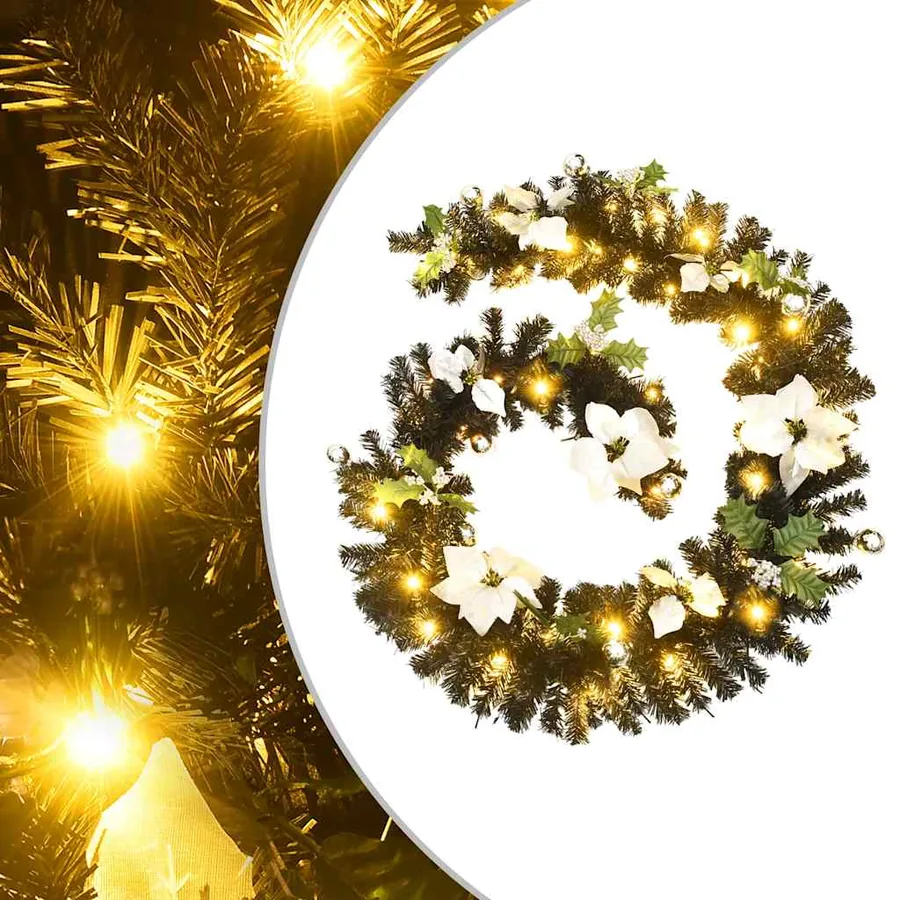 Guirlande de Noël avec lumières LED Noir 2,7 m PVC