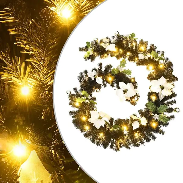 Guirlande de Noël avec lumières LED Noir 2,7 m PVC