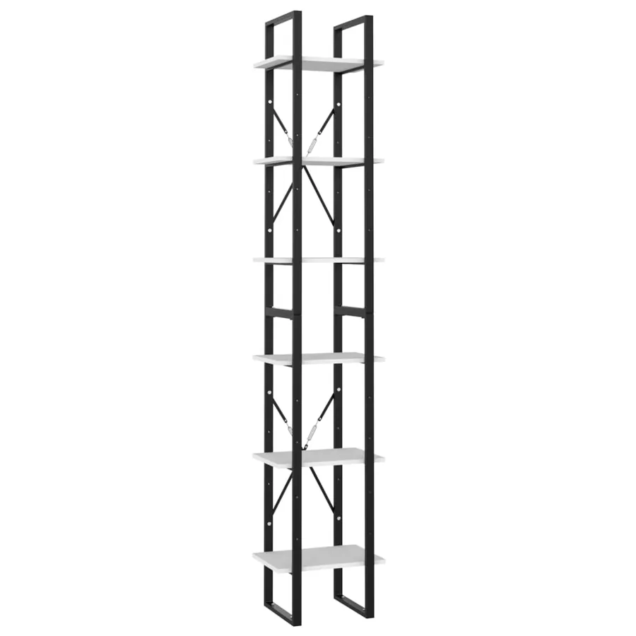 Bibliothèque à 6 niveaux blanc 40x30x210 cm bois ingénierie - 2