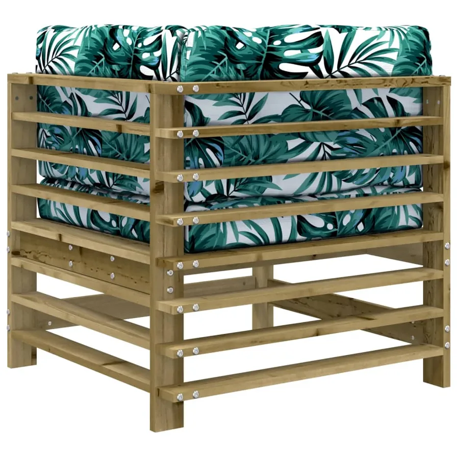 Canapé d'angle avec coussins bois de pin imprégné - 5