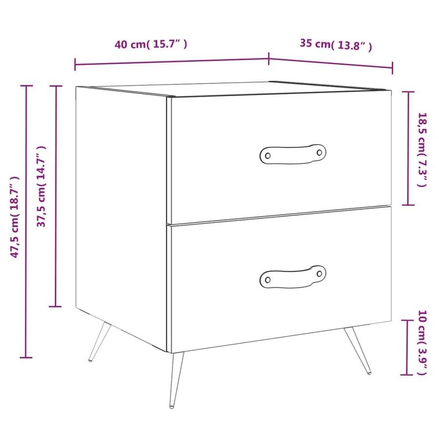 Tables de chevet 2 pcs sonoma gris 40x35x47,5 cm - 13