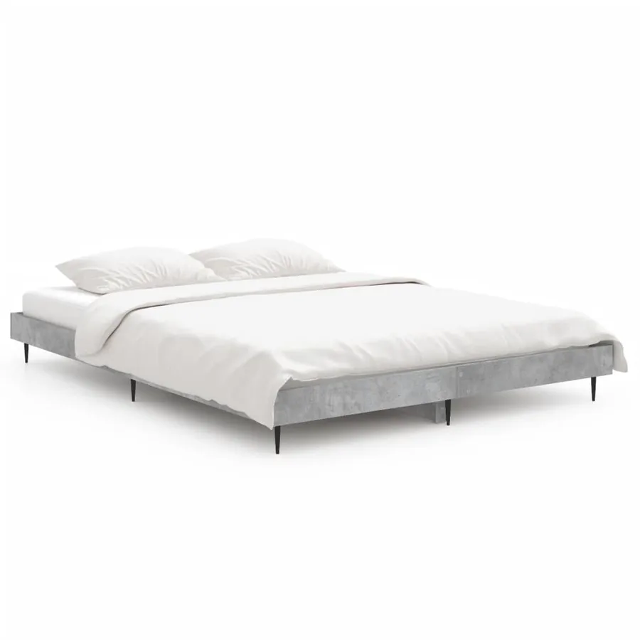 Cadre de lit sans matelas gris béton 135x190 cm - 2