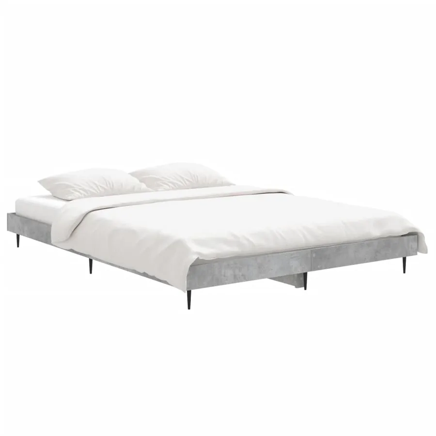 Cadre de lit sans matelas gris béton 135x190 cm - 3
