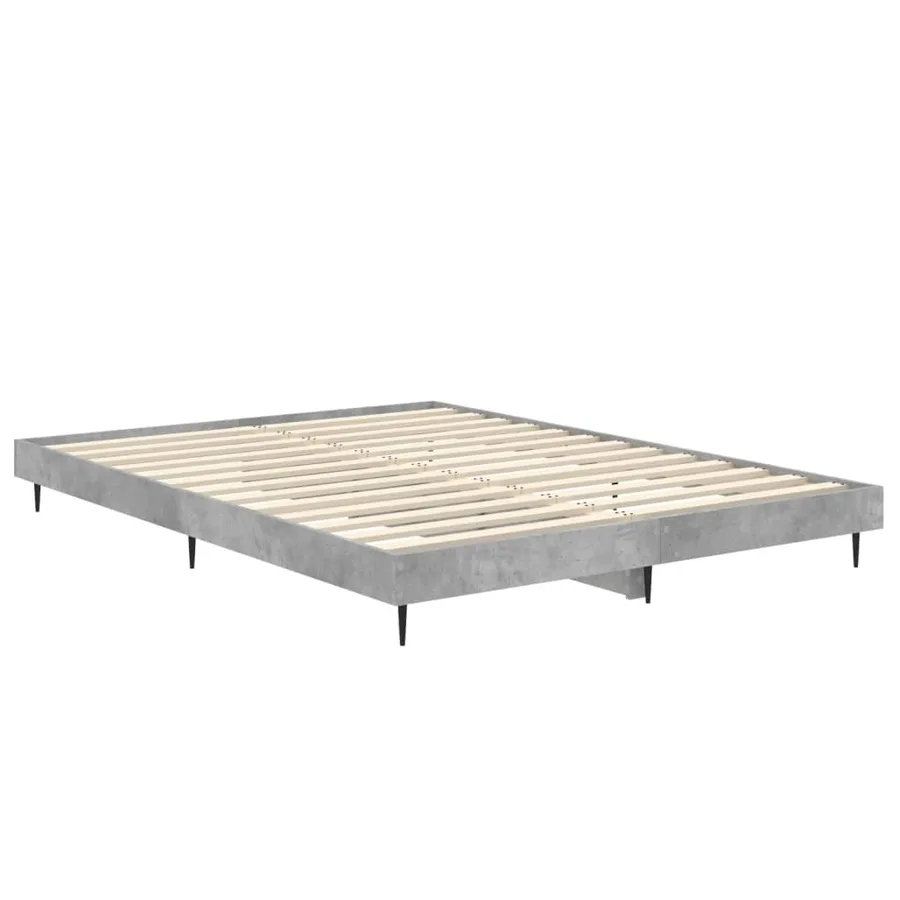 Cadre de lit sans matelas gris béton 135x190 cm - 5