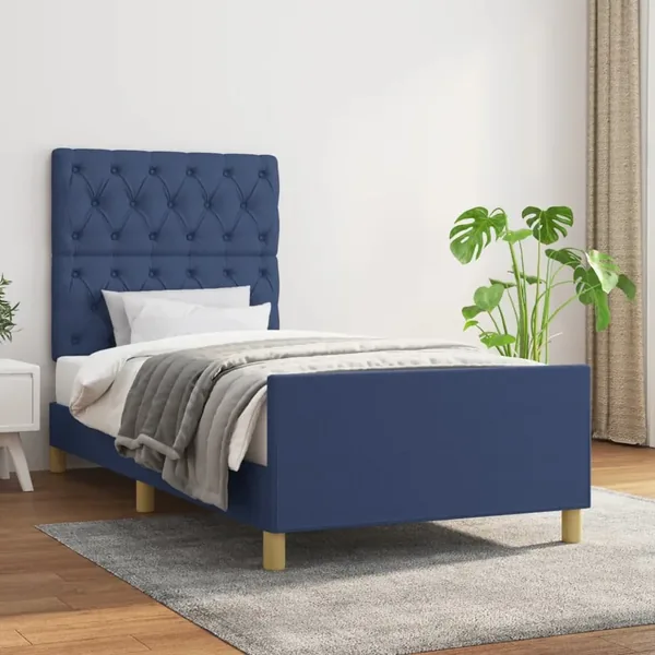 Cadre de lit sans matelas bleu 80x200 cm tissu