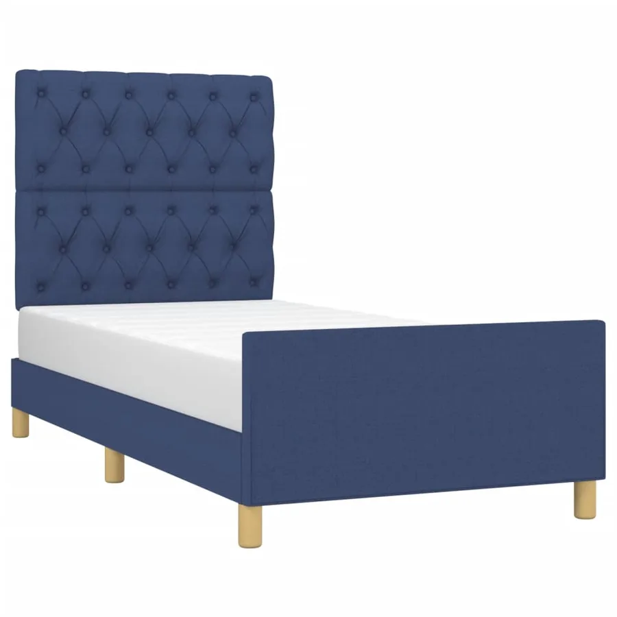 Cadre de lit sans matelas bleu 80x200 cm tissu - 3