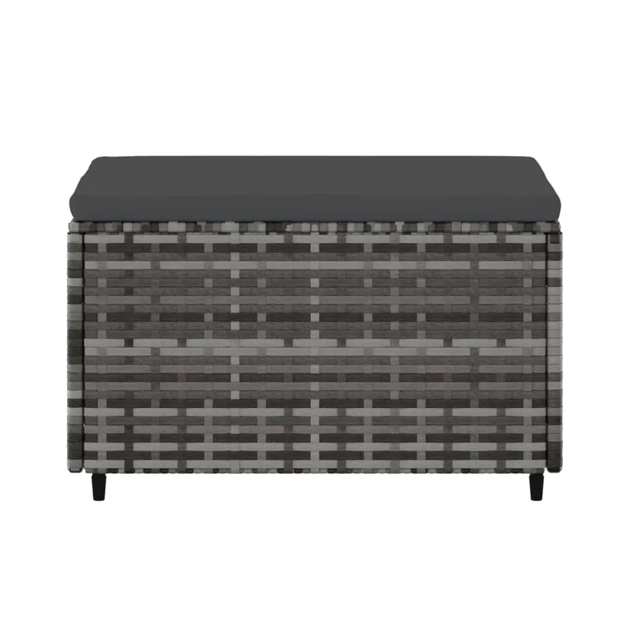 Repose-pieds de jardin et coussins lot de 2 gris résine tressée - 5