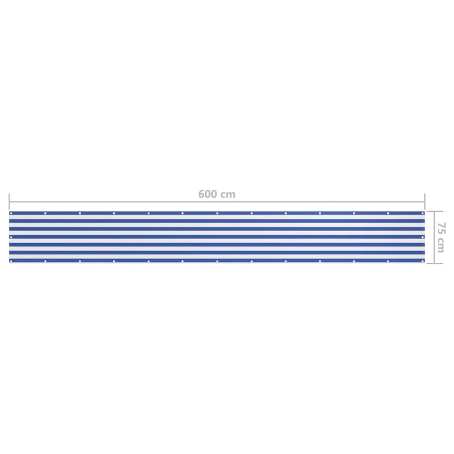Écran de balcon Blanc et bleu 75x600 cm Tissu Oxford - 5