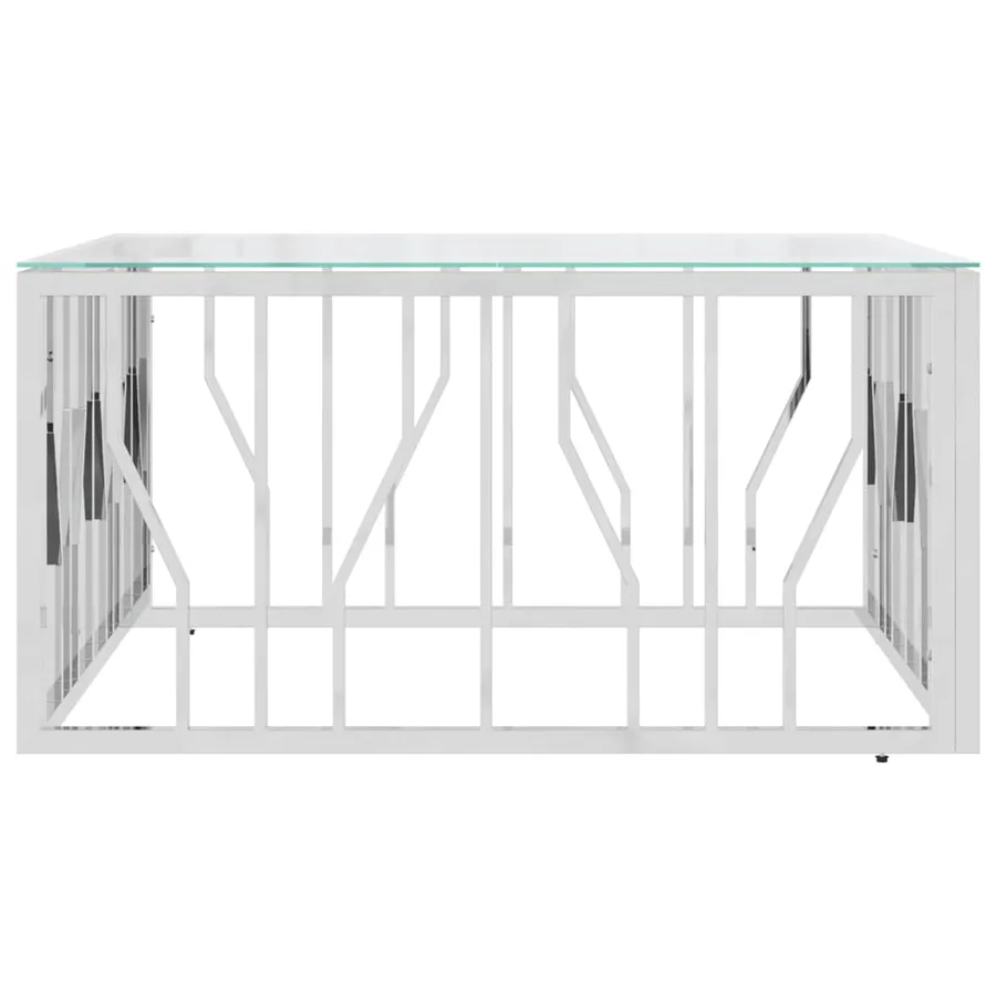 Table basse 80x80x40 cm acier inoxydable et verre - 3