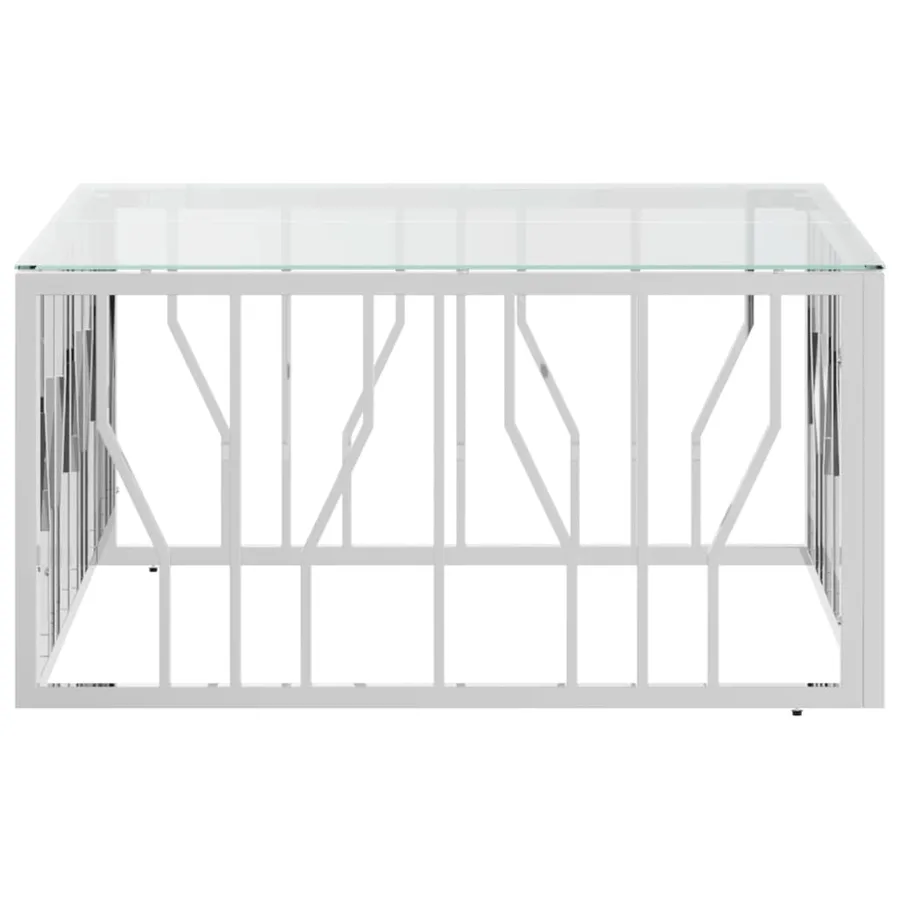 Table basse 80x80x40 cm acier inoxydable et verre - 4
