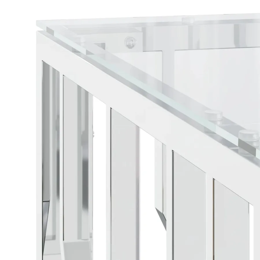 Table basse 80x80x40 cm acier inoxydable et verre - 5