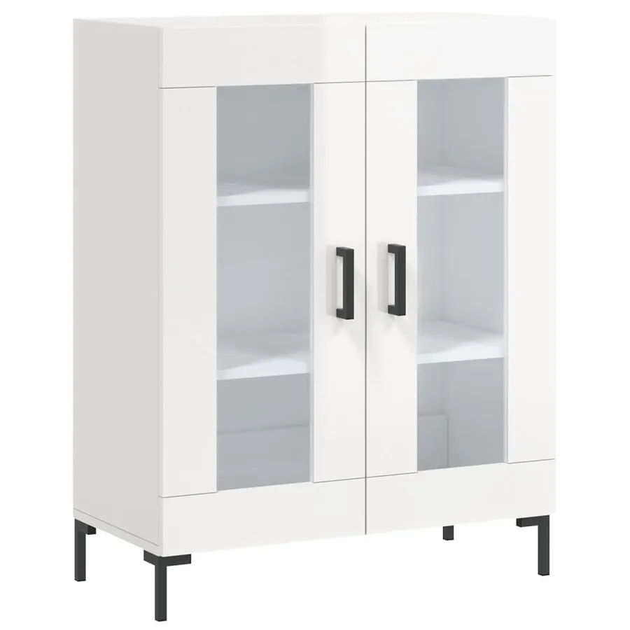 Buffet Blanc brillant 69,5x34x90 cm Bois d'ingénierie - 2