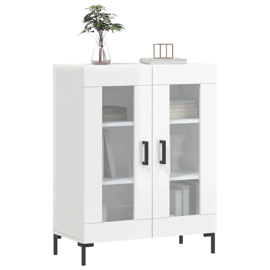 Buffet Blanc brillant 69,5x34x90 cm Bois d'ingénierie - 3