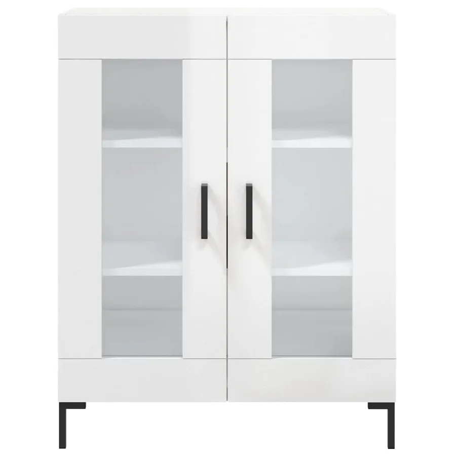 Buffet Blanc brillant 69,5x34x90 cm Bois d'ingénierie - 5