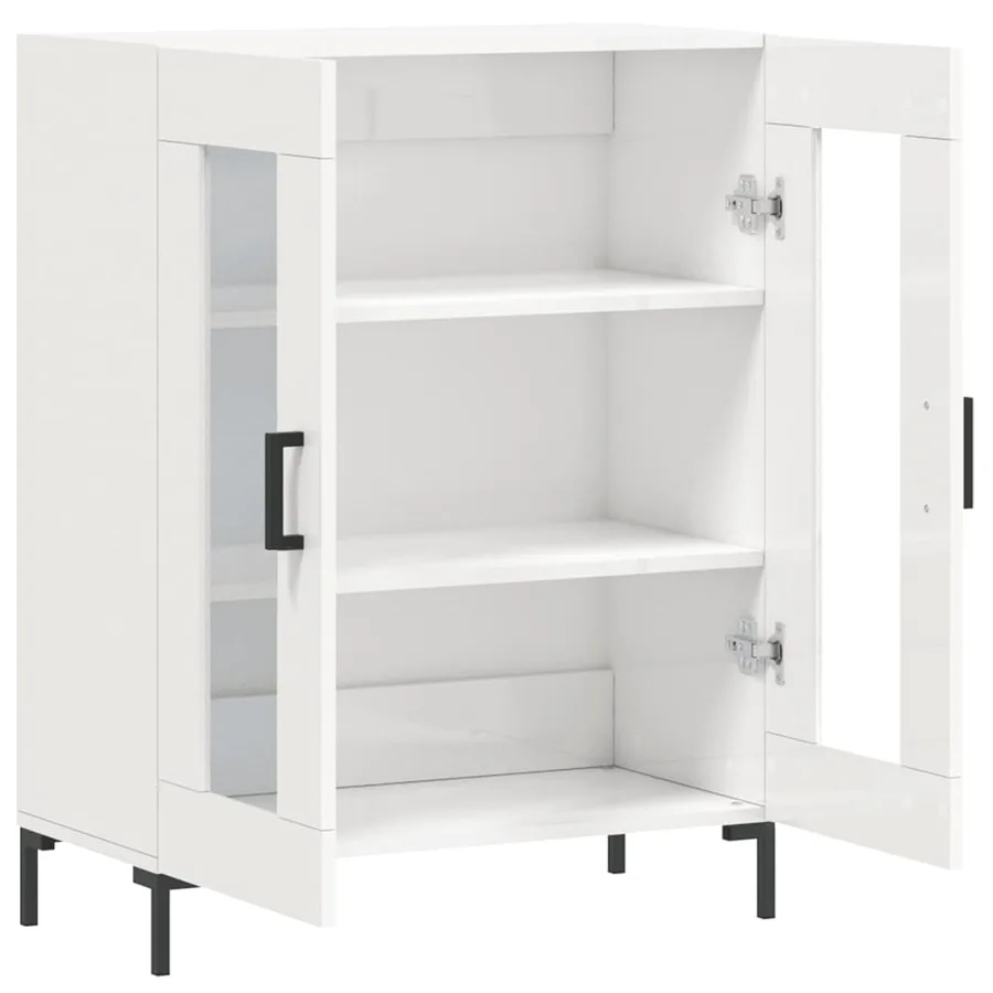 Buffet Blanc brillant 69,5x34x90 cm Bois d'ingénierie - 6