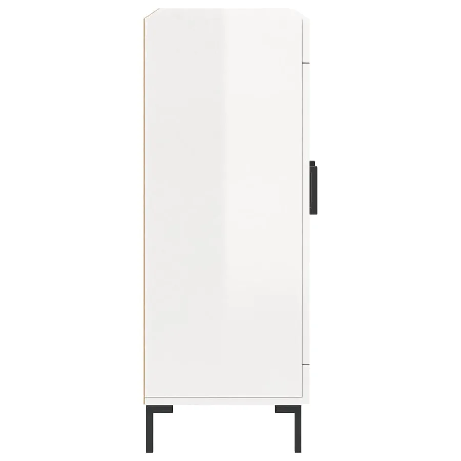 Buffet Blanc brillant 69,5x34x90 cm Bois d'ingénierie - 7