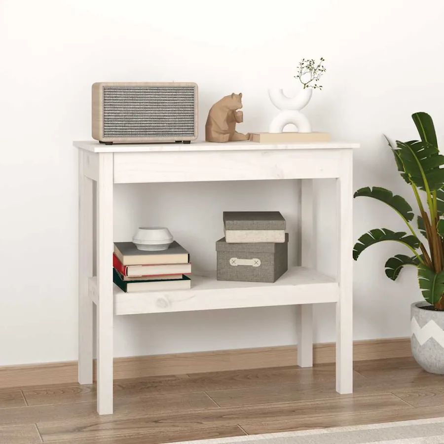 Table console Blanc 80x40x75 cm Bois de pin solide