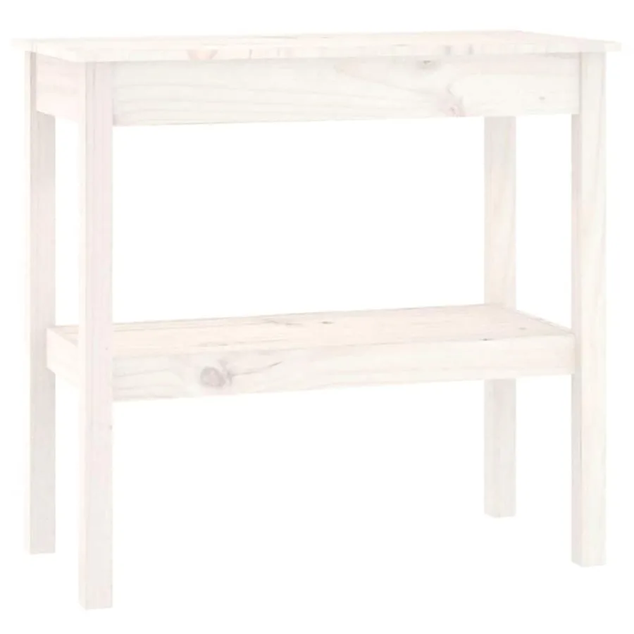 Table console Blanc 80x40x75 cm Bois de pin solide - 2