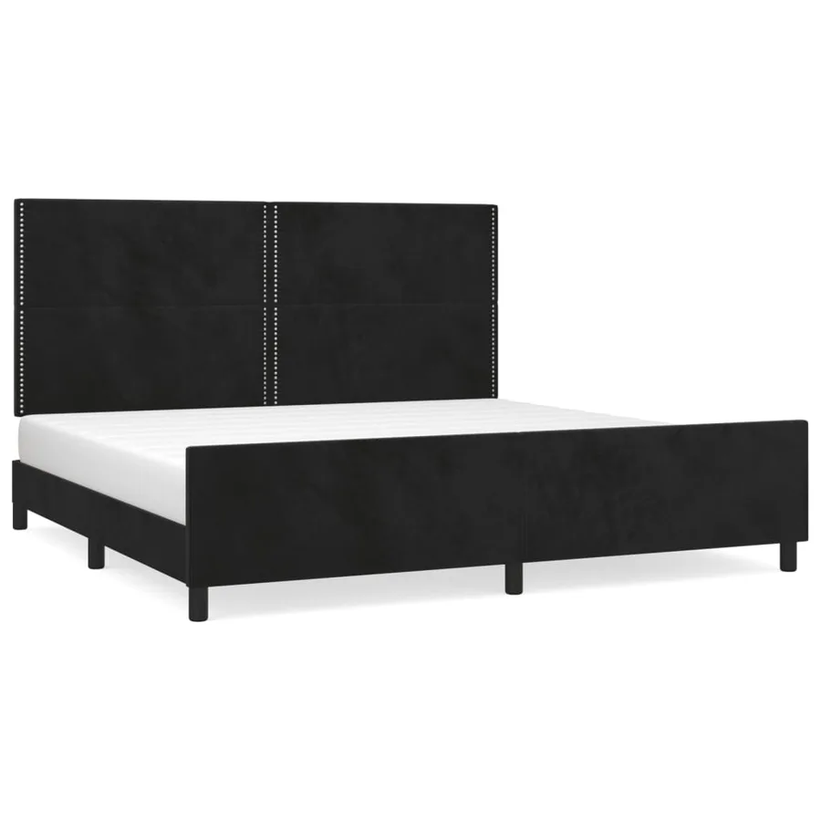 Cadre de lit sans matelas noir 200x200 cm velours - 2