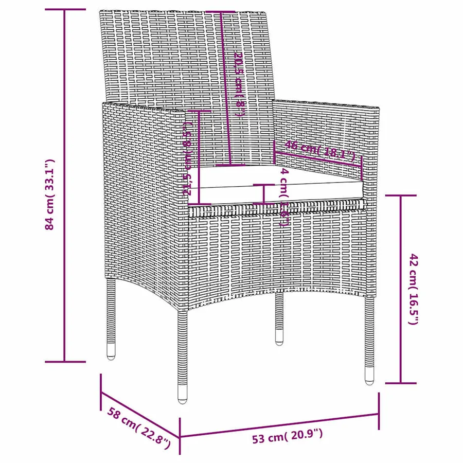 Salon de jardin 8 pcs avec coussins Résine tressée Noir - 12
