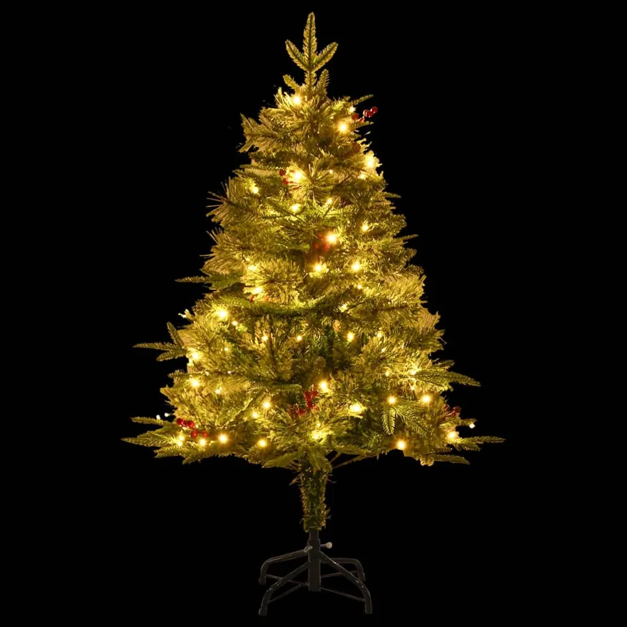 Sapin de Noël pré-éclairé et pommes de pin vert 120cm PVC et PE - 3