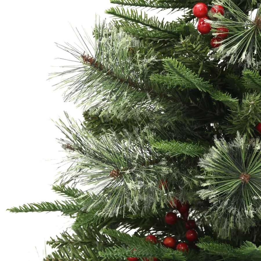 Sapin de Noël pré-éclairé et pommes de pin vert 120cm PVC et PE - 6
