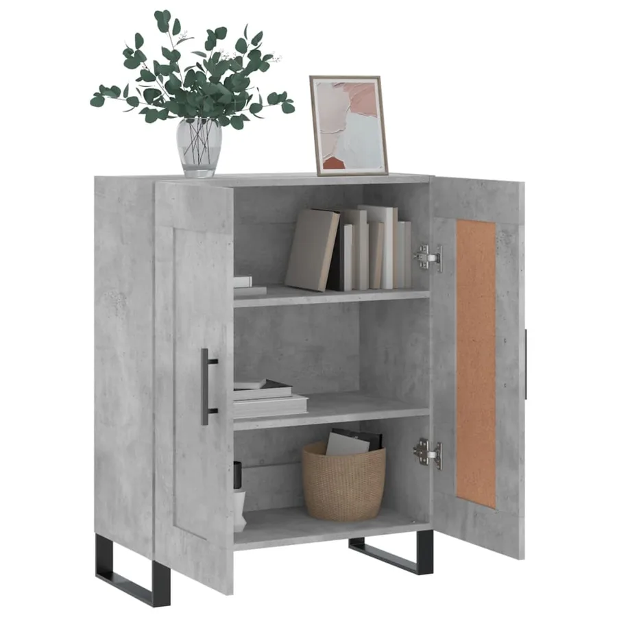 Buffet gris béton 69,5x34x90 cm bois d'ingénierie - 4