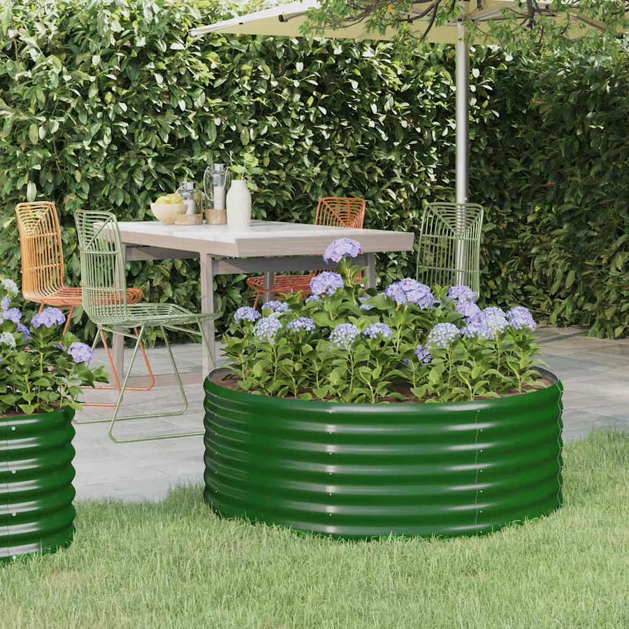 Lit surélevé de jardin Acier galvanisé 100x100x36cm Vert