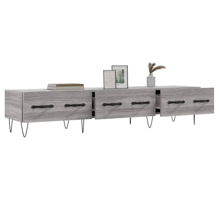 Meuble TV sonoma gris 150x36x30 cm bois d'ingénierie - 4