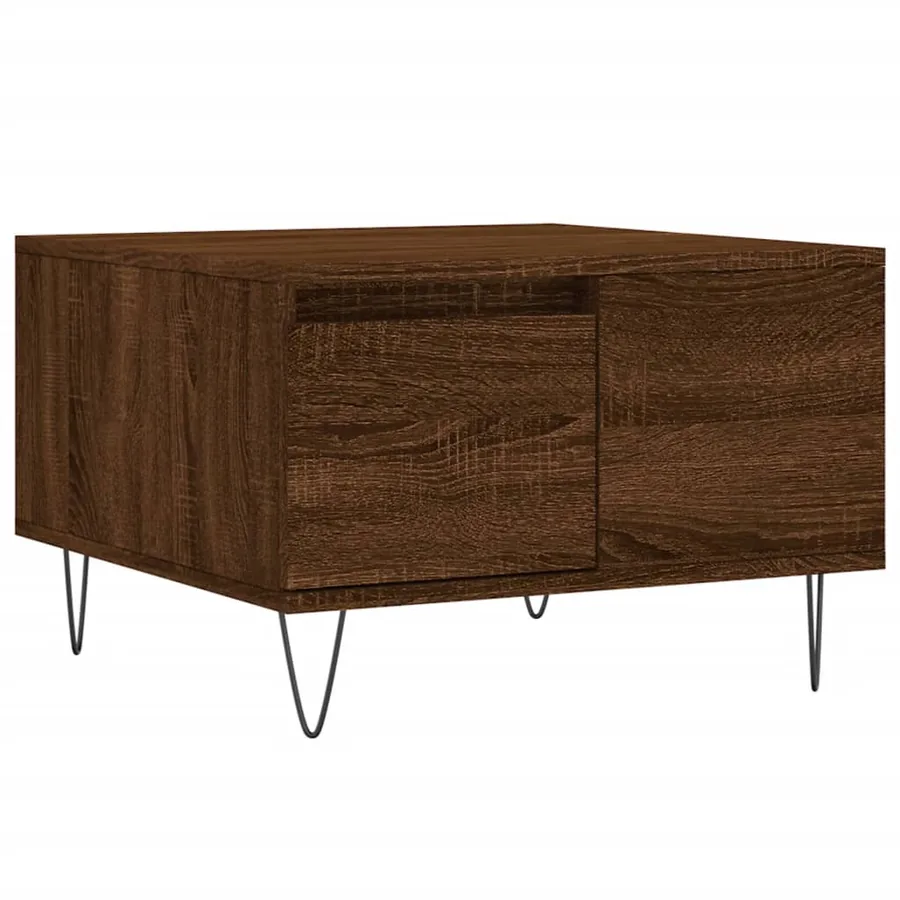 Table basse chêne marron 55x55x36,5 cm bois d'ingénierie - 2