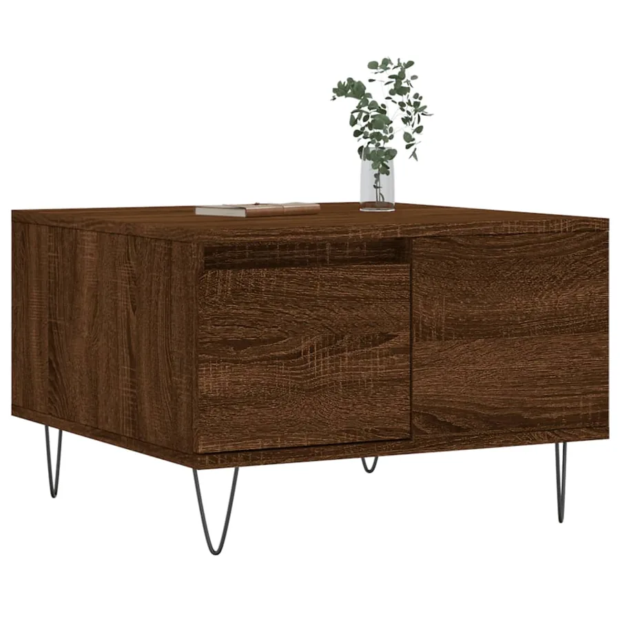 Table basse chêne marron 55x55x36,5 cm bois d'ingénierie - 3