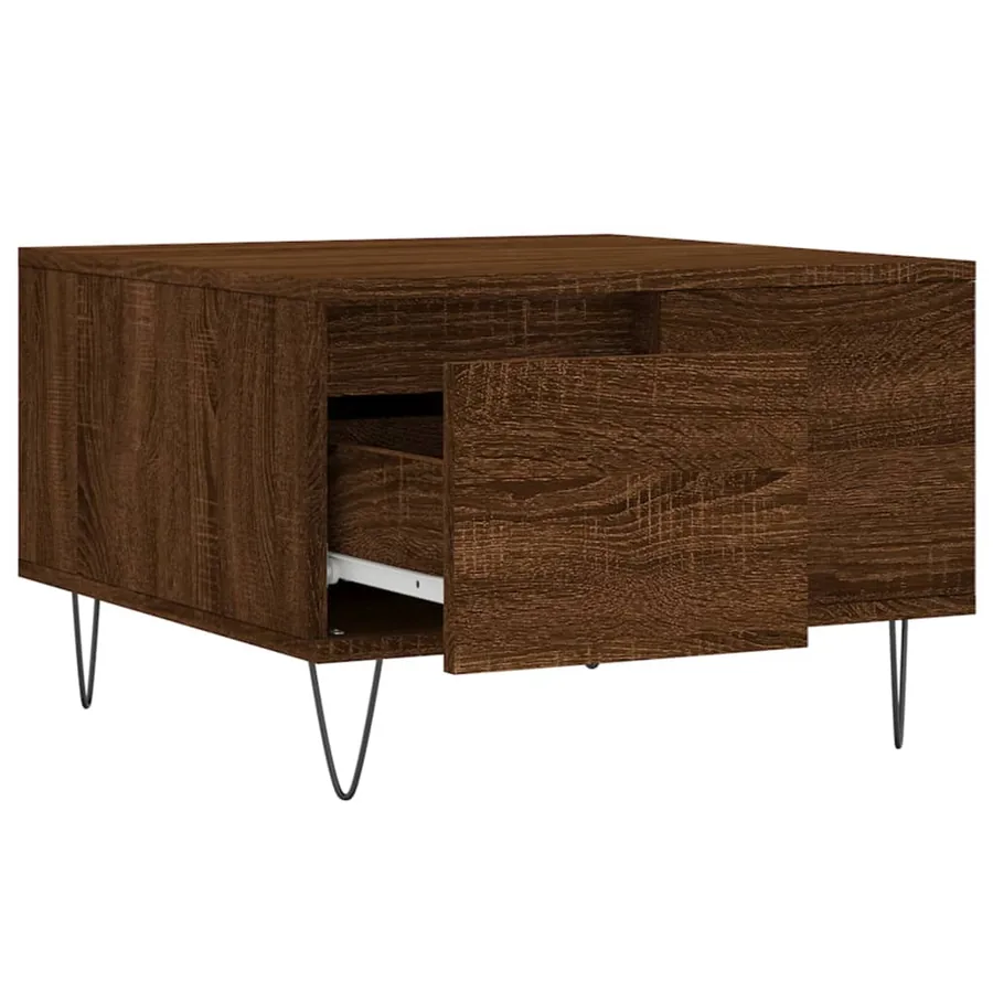 Table basse chêne marron 55x55x36,5 cm bois d'ingénierie - 6