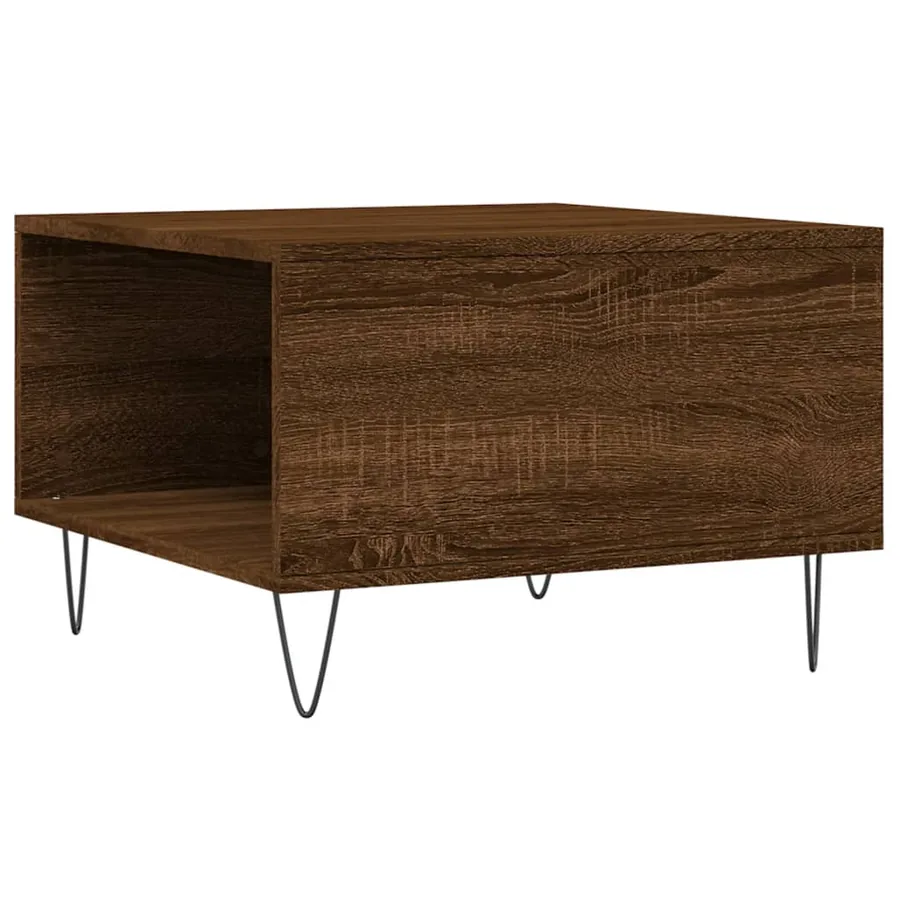 Table basse chêne marron 55x55x36,5 cm bois d'ingénierie - 8