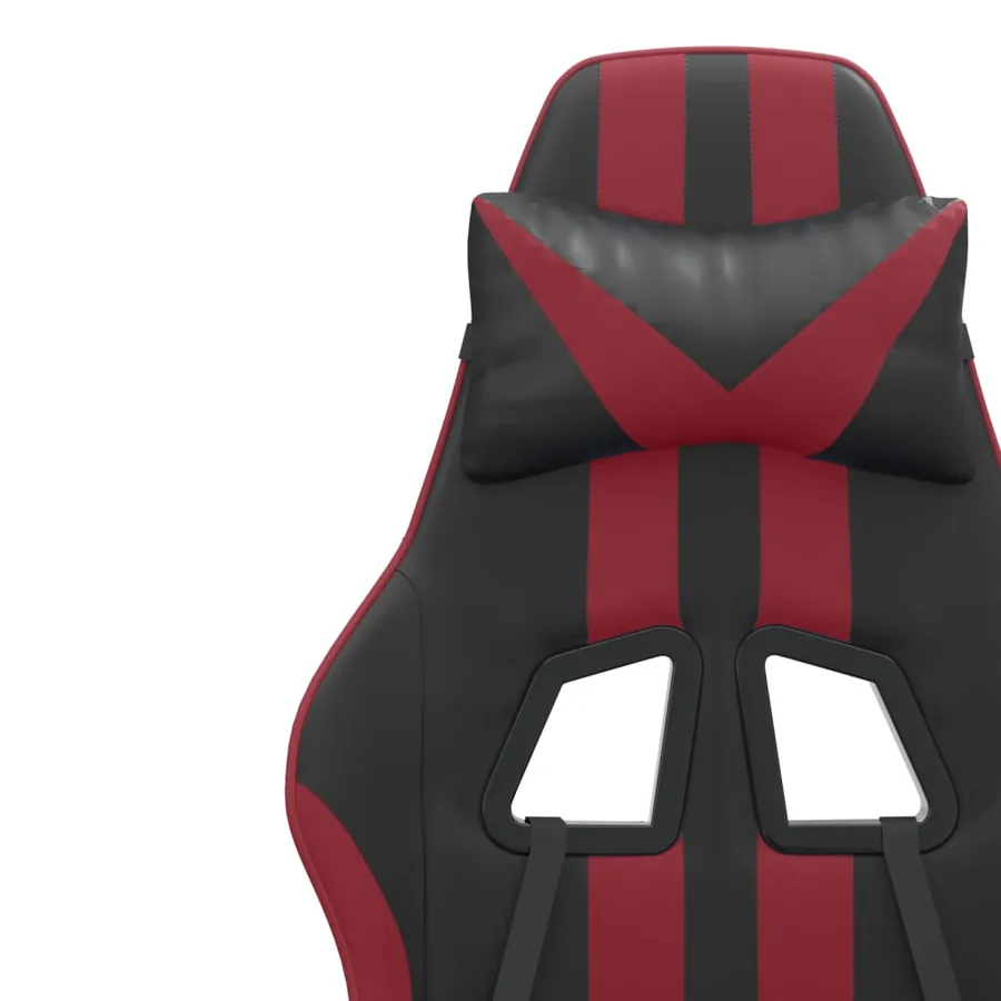 Chaise de jeu pivotante Noir et rouge bordeaux Similicuir - 9