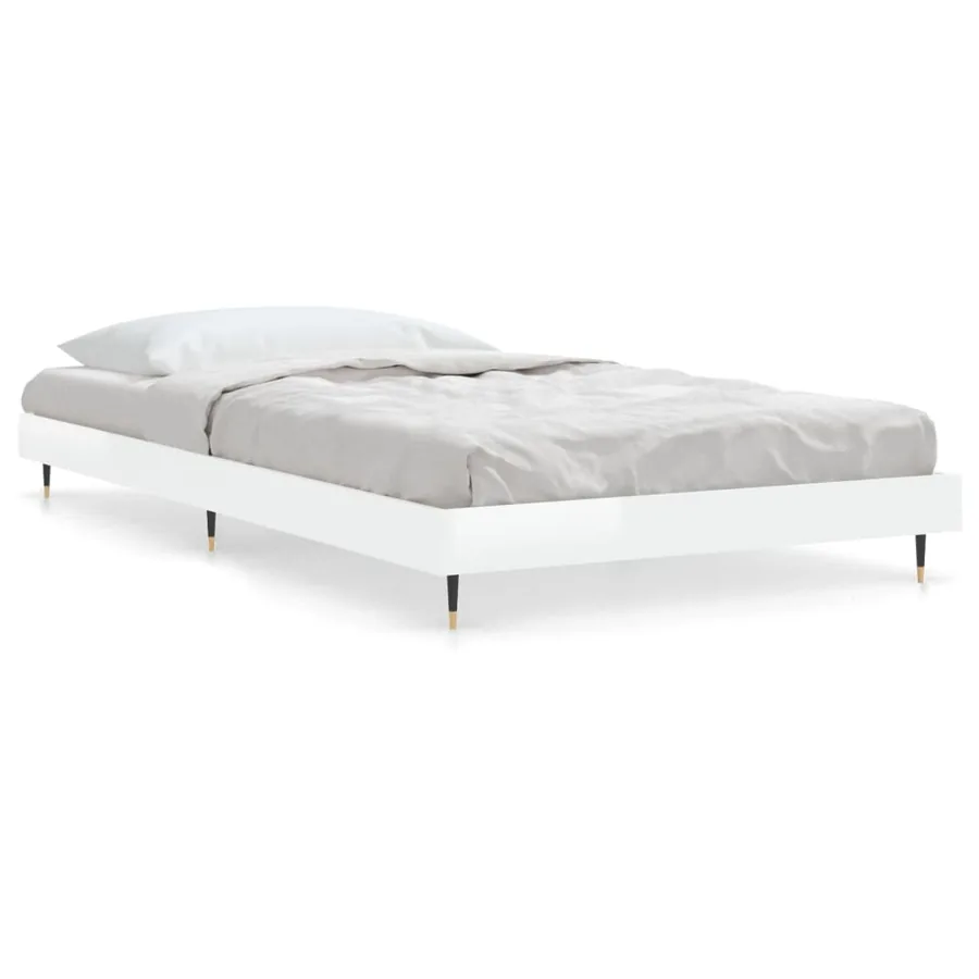 Cadre de lit sans matelas blanc brillant 90x190 cm - 2