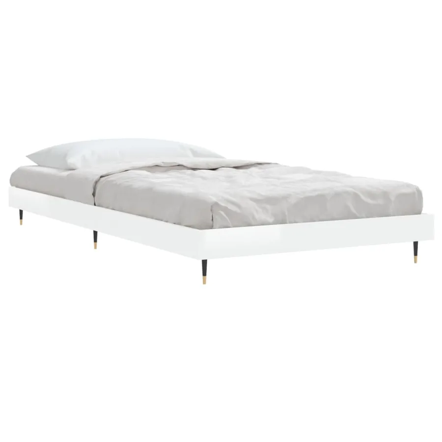 Cadre de lit sans matelas blanc brillant 90x190 cm - 4