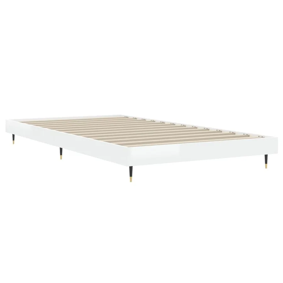 Cadre de lit sans matelas blanc brillant 90x190 cm - 5