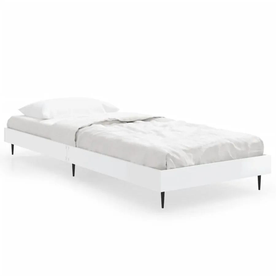 Cadre de lit sans matelas blanc brillant 75x190 cm - 2
