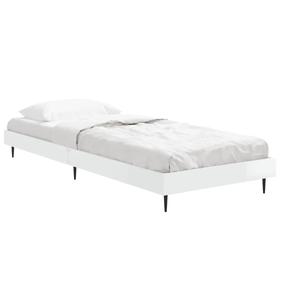 Cadre de lit sans matelas blanc brillant 75x190 cm - 3