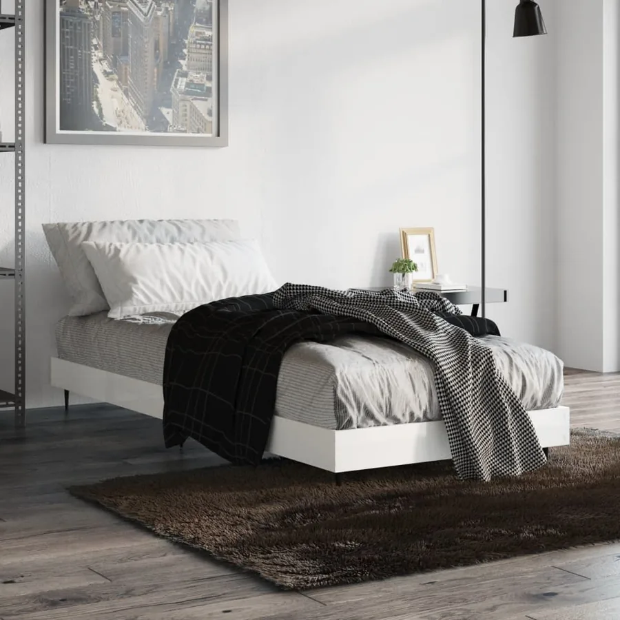 Cadre de lit sans matelas blanc brillant 75x190 cm - 4