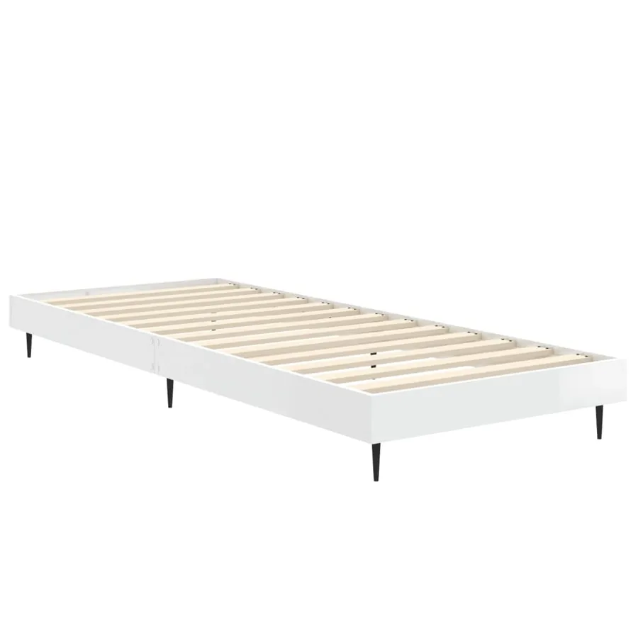 Cadre de lit sans matelas blanc brillant 75x190 cm - 5