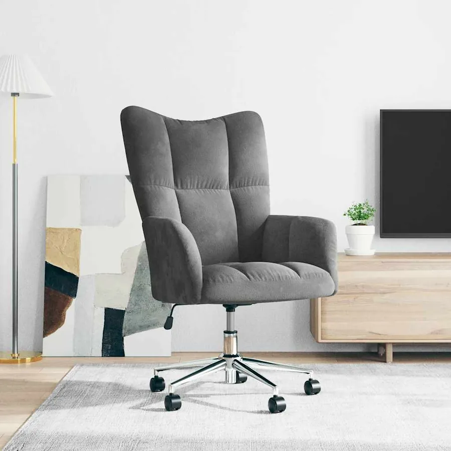Chaise de relaxation Gris foncé Velours