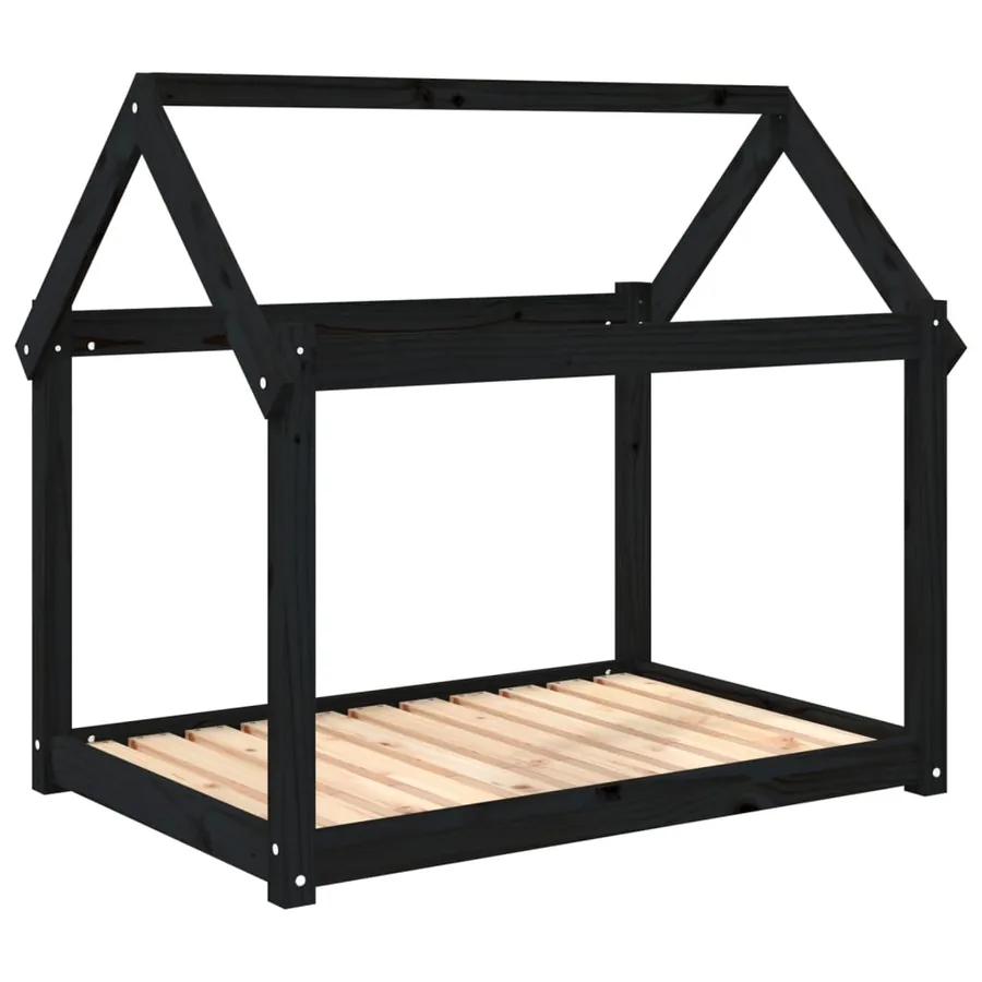 Lit pour chien Noir 101x70x90 cm Bois de pin solide - 2