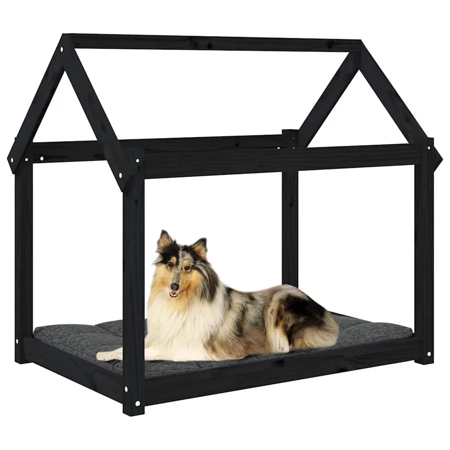 Lit pour chien Noir 101x70x90 cm Bois de pin solide - 4