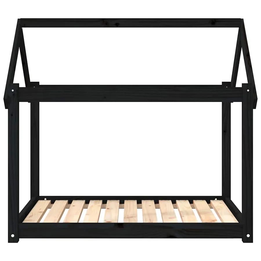 Lit pour chien Noir 101x70x90 cm Bois de pin solide - 5