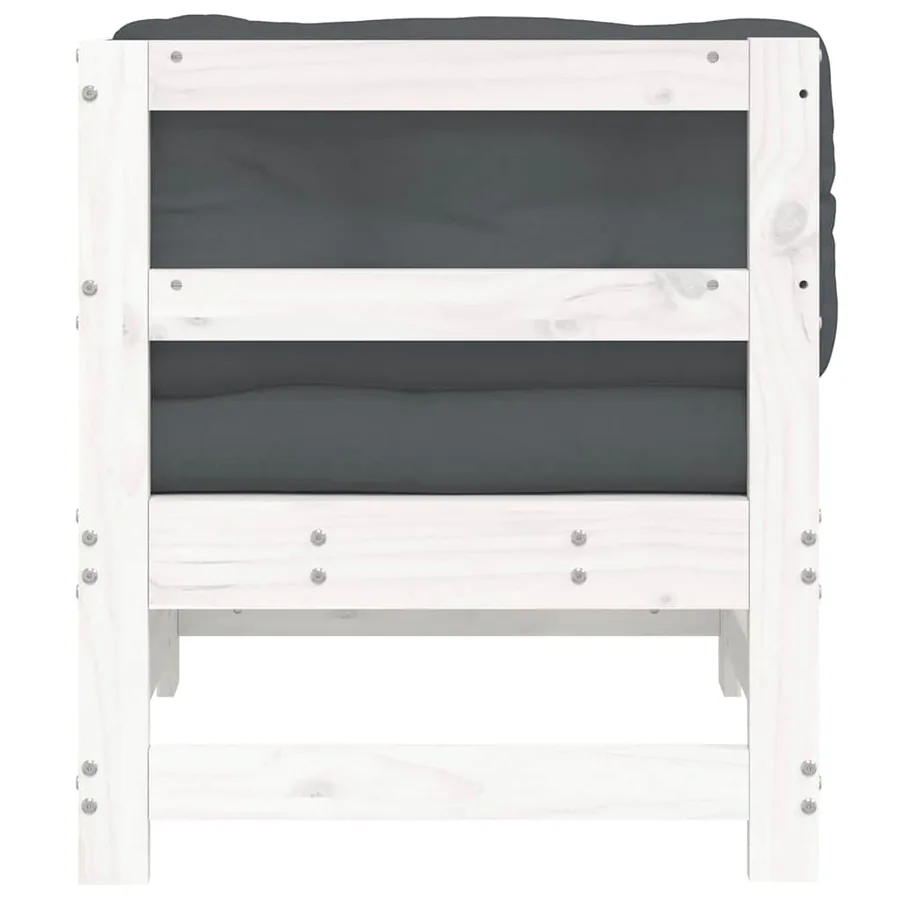 Canapé d'angle avec coussins blanc bois de pin solide - 6