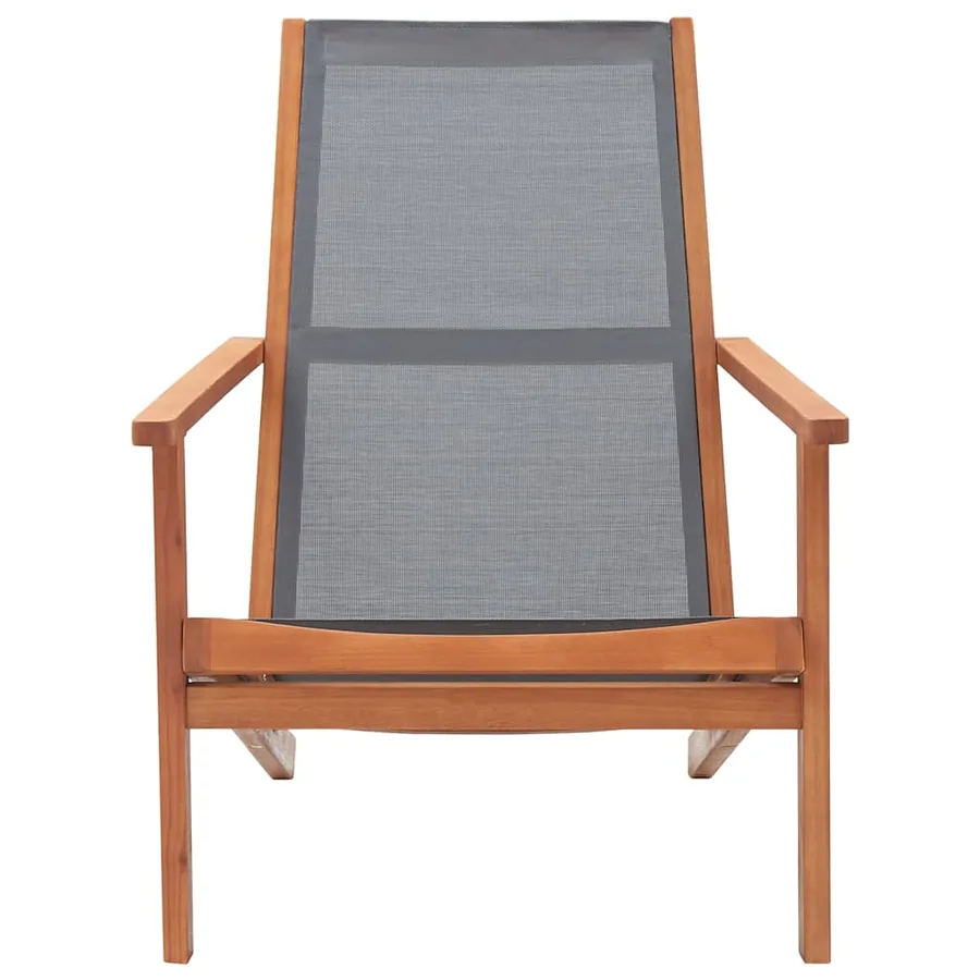 Chaise de jardin Gris Bois d'eucalyptus solide et textilène - 2