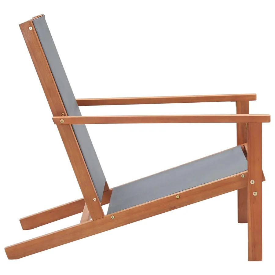 Chaise de jardin Gris Bois d'eucalyptus solide et textilène - 3