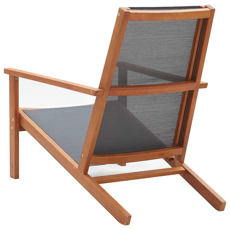 Chaise de jardin Gris Bois d'eucalyptus solide et textilène - 4